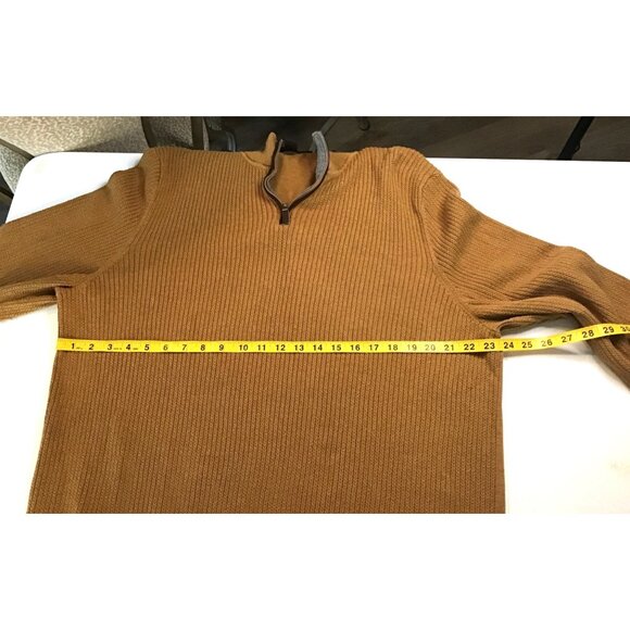 TASSO ELLA- MENS BROWN PULL OVER ZIP-UP NECK 100% COTTON LONG SLEEVE SWEATER XXL - Picture 5 of 6